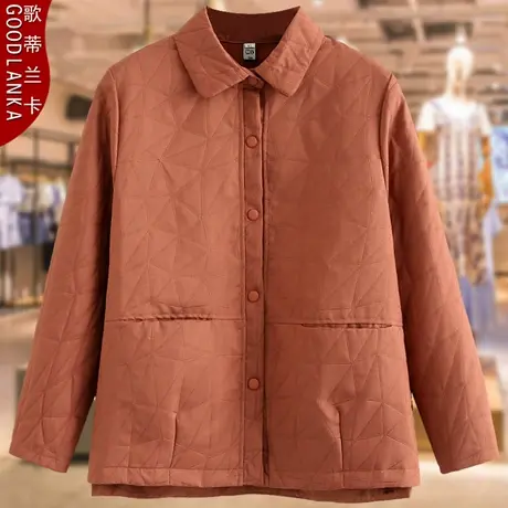 中年胖妈妈秋装夹棉夹克200斤大码休闲百搭洋气中老年女翻领外套商品大图