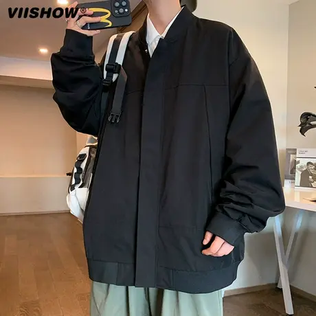 VIISHOW外套男春秋季日系复古休闲工装宽松潮牌飞行员夹克棒球服图片