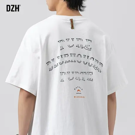 男生字母印花t恤男短袖夏季潮流百搭纯棉半袖体恤男装2023年新款商品大图