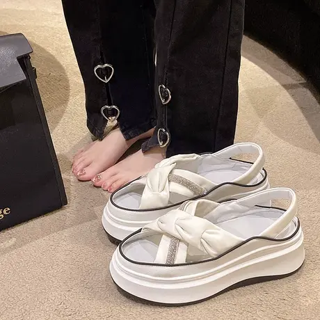 小个子厚底松糕凉鞋女2023夏季新款韩版露趾鞋百搭增高显瘦一脚蹬图片