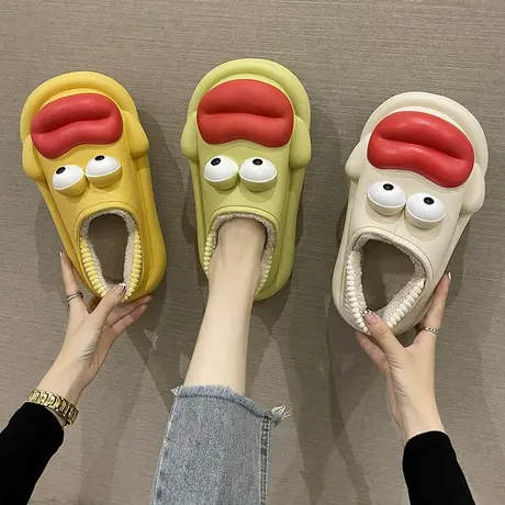 香肠嘴棉拖鞋女包跟冬季室内家居防滑防水加厚保暖月子棉鞋可外穿图片