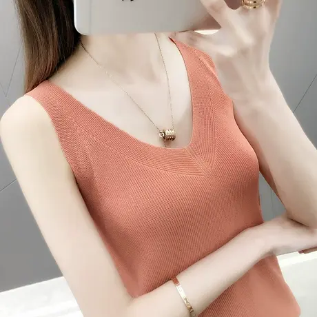 吊带背心女内搭打底衫外穿性感上衣夏潮冰丝针织无袖T恤蹦迪美背图片