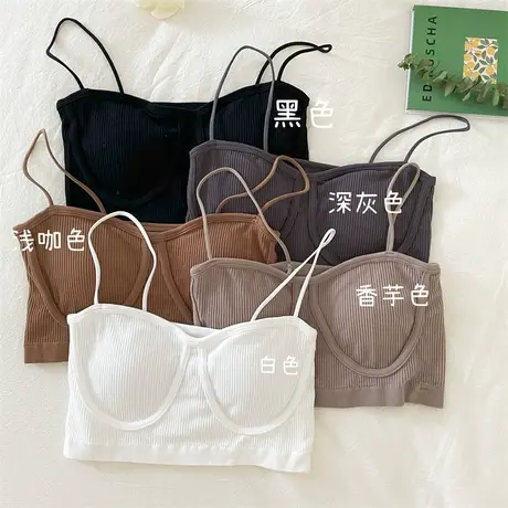 性感美背小众带胸垫小吊带上衣女内搭黑色外穿背心辣妹穿搭设计感商品大图