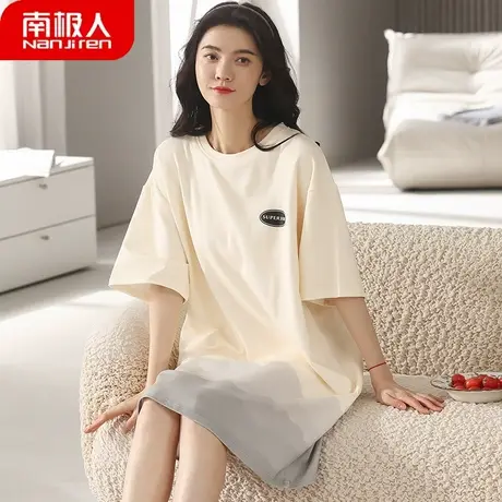南极人睡裙女款夏天2023新款夏季纯棉女士性感孕妇抽象睡衣女夏款商品大图