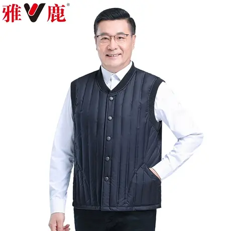 雅鹿中老年羽绒马甲男冬季短款大码宽松保暖坎肩马夹背心加绒加厚商品大图