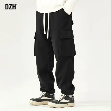 男士机能工装裤潮牌男春夏款痞帅宽松黑色裤子运动休闲裤直筒垂感商品大图