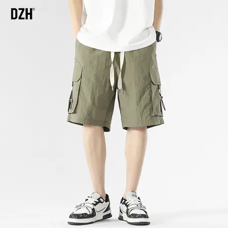 男士军绿色工装短裤男夏季宽松直筒休闲五分裤2023新款速干裤男款商品大图