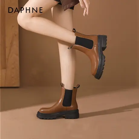 达芙妮马丁靴女2024年款鞋子女秋季英伦靴子切尔西靴秋女薄款短靴图片