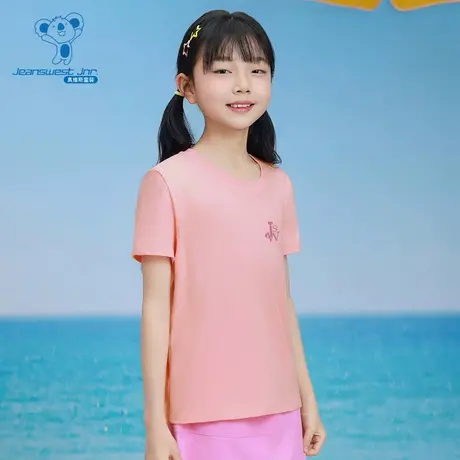 NZ真维斯童装2025夏季新款女童舒适透气圆领短袖T恤儿童印花T恤图片