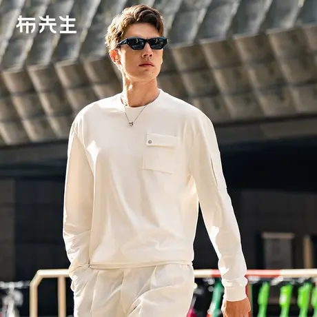 MrBu布先生微廓形圆领套头长袖2025春贴袋设计感卫衣男PT15529图片