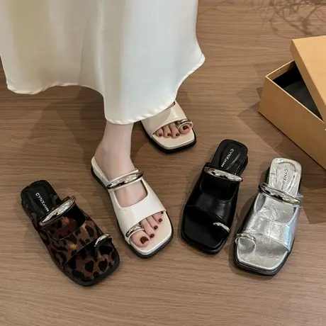 绝美坡跟厚底套趾凉拖鞋女夏外穿2025新款配裙子高级感时尚一字拖商品大图
