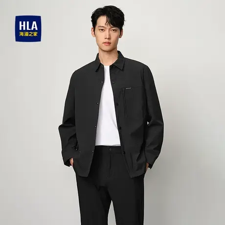 HLA/海澜之家时尚翻领夹克25春夏新撞色小标易打理拼接休闲外套男商品大图
