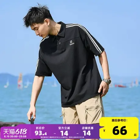 唐狮2025夏季新款男短袖Polo衫条纹拼接翻领上衣青少年运动T恤潮图片