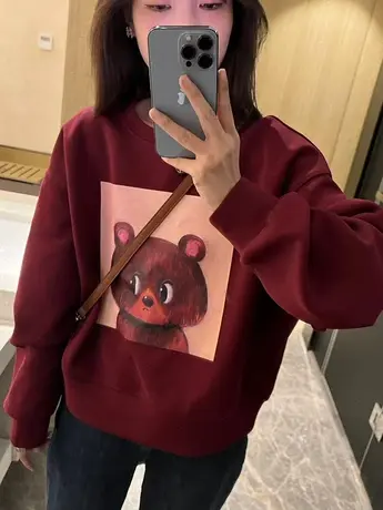 设计感小众长袖卫衣女春秋2023新款外穿宽松显瘦百搭时尚潮流上衣商品大图