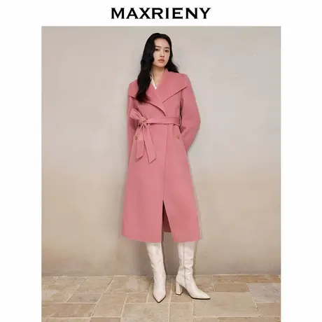 【奥莱】MAXRIENY法式慵懒感双面呢大衣长款浴袍式羊毛外套商品大图
