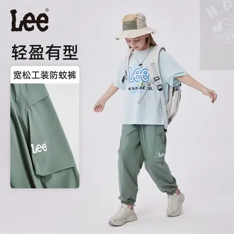 Lee儿童工装裤2025春季新款男童女童休闲长裤中大童宽松直筒裤商品大图