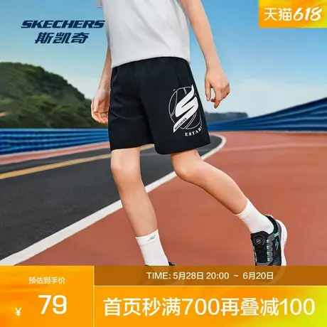 Skechers斯凯奇男童夏季款梭织儿童休闲宽松舒适透气户外运动短裤图片