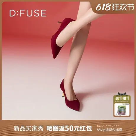 【暗夜蔷薇】Dfuse迪芙斯2025春新款经典通勤鞋简约金属高跟鞋图片