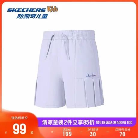 Skechers斯凯奇透气女童夏季宽松短裤儿童梭织时尚紫色户外运动裤商品大图