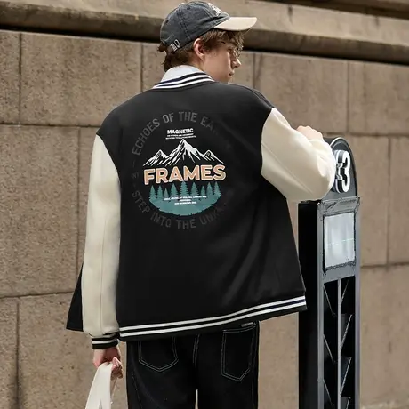 唐狮男秋季新款25年棒球服外套男士撞色设计感棒球领时尚休闲上衣商品大图