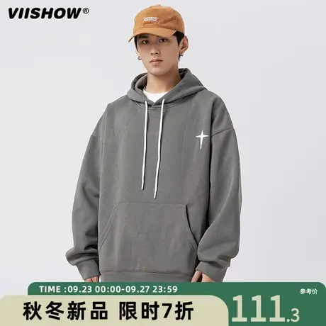 VIISHOW秋季新款连帽卫衣男士美式潮流宽松休闲印花外套男款春秋商品大图