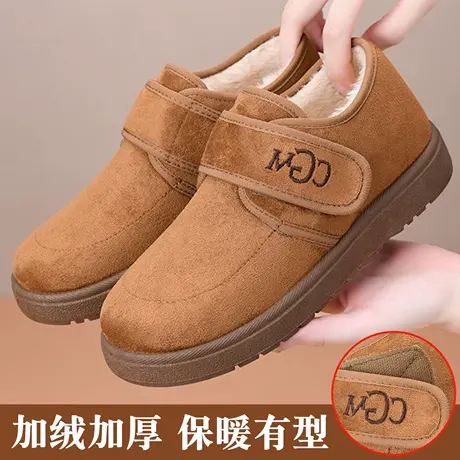 老北京布鞋女鞋加厚加绒一脚蹬冬季棉鞋中老年人妈妈鞋防寒二棉鞋商品大图