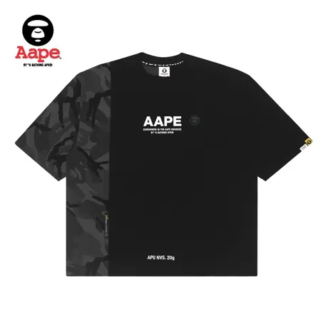 Aape男装春夏字母印花撞色迷彩拼接圆领短袖T恤0681XXG图片