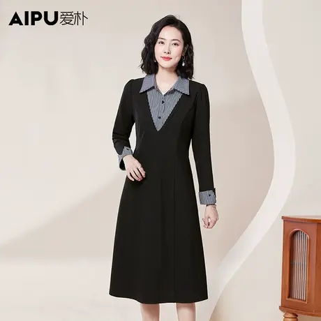 爱朴大码女装2023冬季新款胖MM洋气显瘦休闲假两件连衣裙收腰遮肚图片