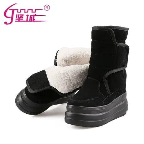 11cm内增高雪地靴女靴子2023冬季防水加绒棉靴坡跟保暖厚底短筒靴图片