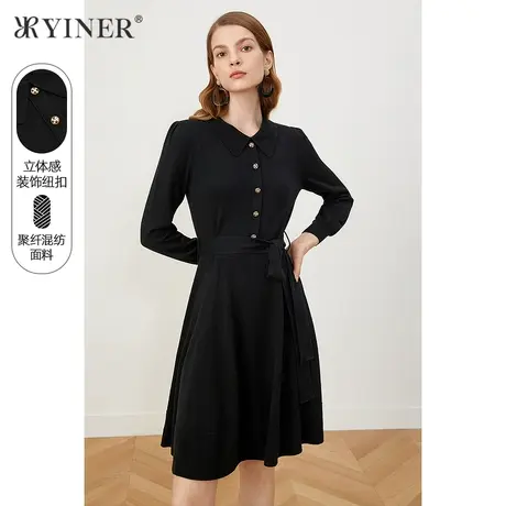 【赫本小黑裙】YINER音儿奥莱女装冬季针织连衣裙图片