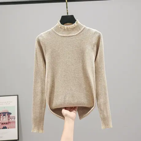 22028新款新款纯色长袖针织衫打底衫毛衣女士上衣套头内搭毛衣商品大图