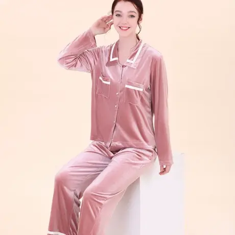 金丝绒睡衣女秋冬保暖套装春秋冬季冬天珊瑚绒家居服2023年新款商品大图