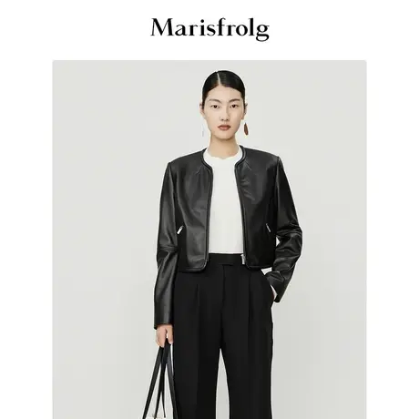 【羊毛面料】玛丝菲尔冬季新款米白色小高领套头针织衫商品大图