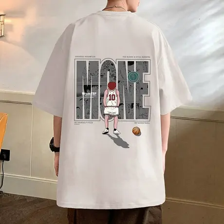 潮牌宽松纯棉短袖T恤男夏季薄款半袖日系体恤设计感打底衫ins上衣商品大图