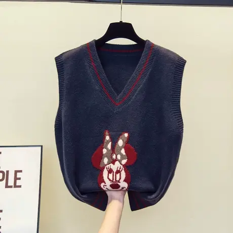 v领针织马甲背心女2023秋装新款宽松慵懒风上衣外穿马夹毛衣坎肩商品大图