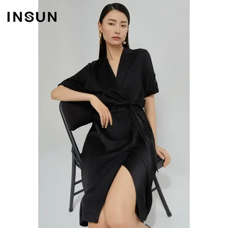 INSUN恩裳线上专选夏季醋酸提花风衣式连衣裙图片