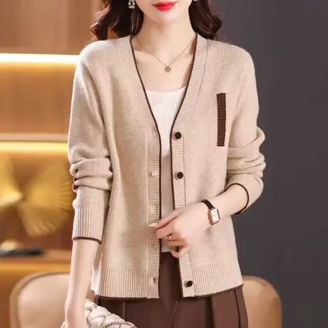 2023秋季新款针织外套开衫长袖洋百搭减龄女士毛衣短款针织衫女图片