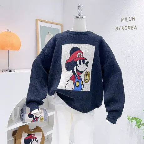 韩国东大门毛衣22秋冬款卡通软糯加厚针织衫长袖打底衫宽松大码女商品大图