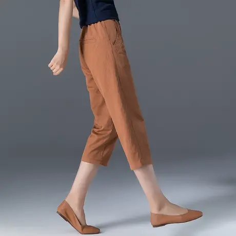 7分棉麻裤女夏休闲冰丝裤子女亚麻女裤夏季薄款七分裤萝卜哈伦裤商品大图