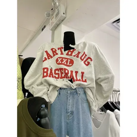 卫衣女春秋薄款2021新款韩国东大门时尚洋气宽松百搭破洞长袖上衣商品大图