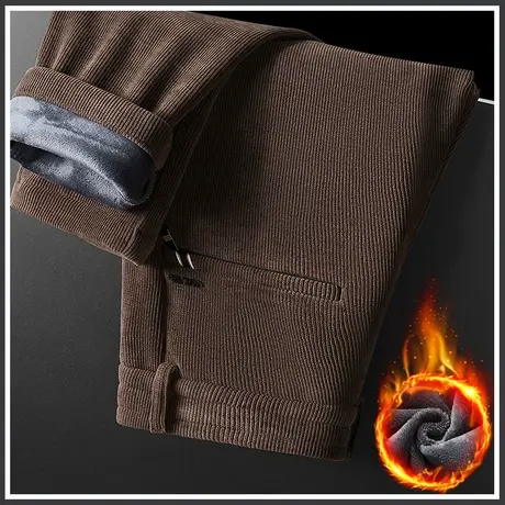 男士加绒加厚博奥绒休闲裤子冬季抗寒保温外穿防风商务西裤秋冬款商品大图