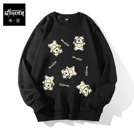 伟臣2022春季新品大码男装纯棉卫衣男胖子加肥加大宽松套头圆领潮商品大图