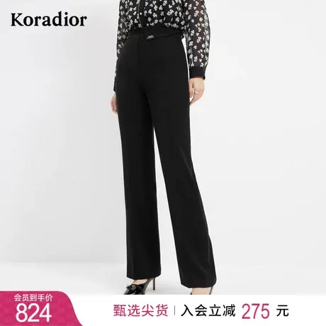珂莱蒂尔黑色通勤西装裤休闲裤高腰裤阔腿裤长裤裤子女2023年新款商品大图