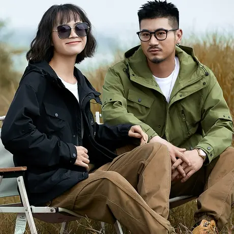 休闲潮流情侣夹克外套大码男外衣潮流百搭连帽休闲男夹克百搭外套商品大图