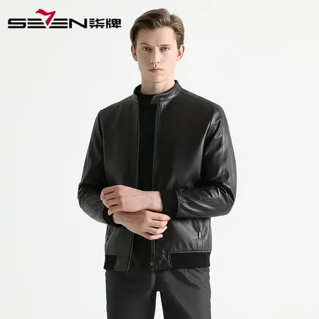 柒牌男装清仓夹克皮衣秋冬男士商务时尚立领真皮皮衣潮流茄克衫图片