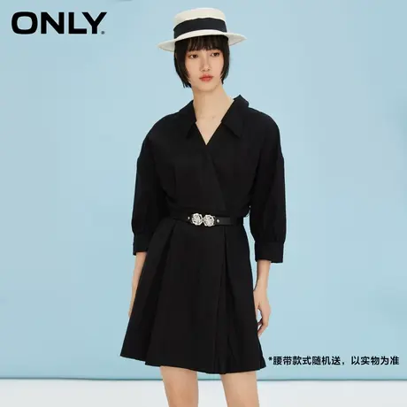 【甄选专享】ONLY奥莱春夏新款时尚翻领收腰牛仔衬衫短款连衣裙女商品大图