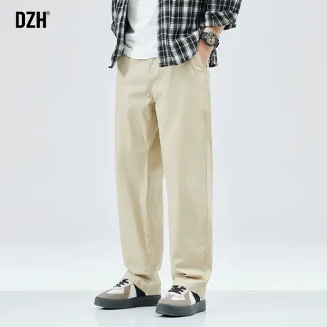 男生浅卡其色工装裤潮牌男春季裤子2024年新款休闲长裤宽松阔腿裤商品大图
