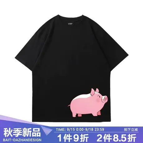 趣味卡通情侣装同色系夏季短袖男女2023网红潮牌设计感小众T恤商品大图