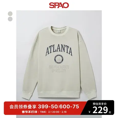 SPAO韩国同款2024年春季新款男士休闲时尚圆领纯色卫衣SPMWE23C63商品大图