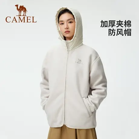 骆驼户外抓绒衣男女情侣款春季新款连帽抗静电保暖防护休闲外套商品大图
